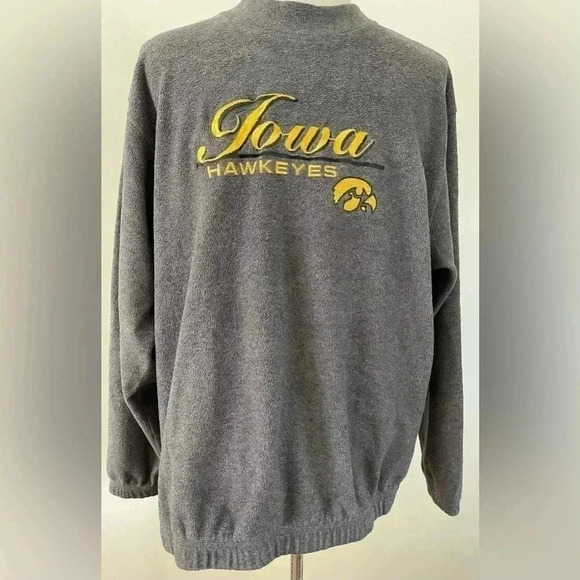 90s Vintage Iowa Hawkeyes Pullover Mock Neck | Gray | Embroidered Logo | XL - Picture 1 of 9